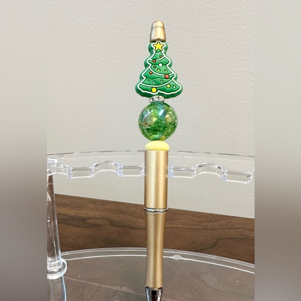 Hand Crafted Beaded Christmas Tree Pen